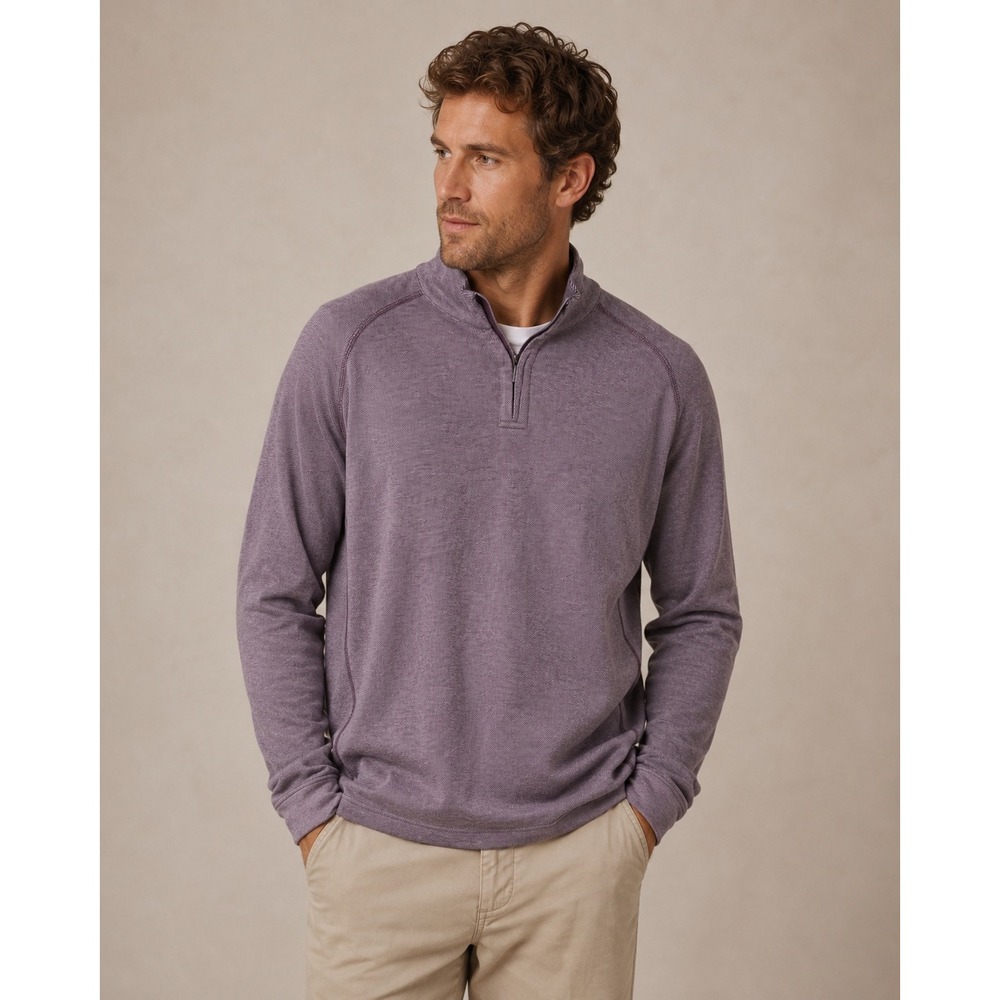Kirkland Signature Mens Pima Cotton 1/4 Zip Pullover Burgundy Stripe XXL NWT